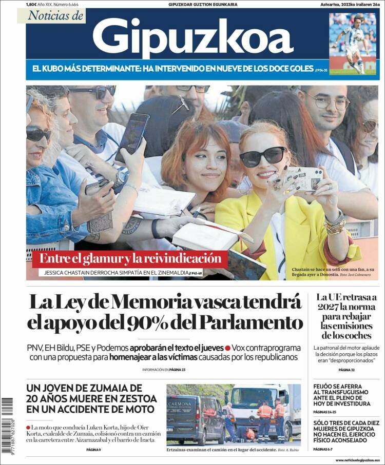 Portada de Noticias de Gipuzkoa (Espagne)