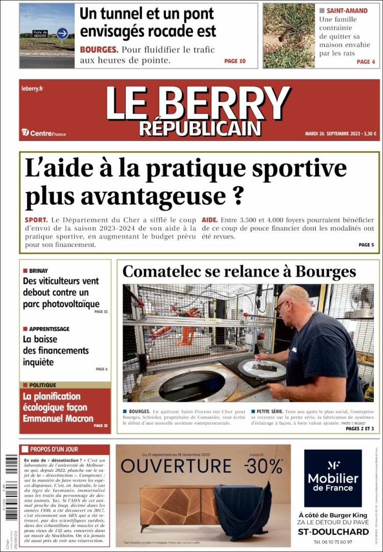 Portada de Berry Republicain (Francia)