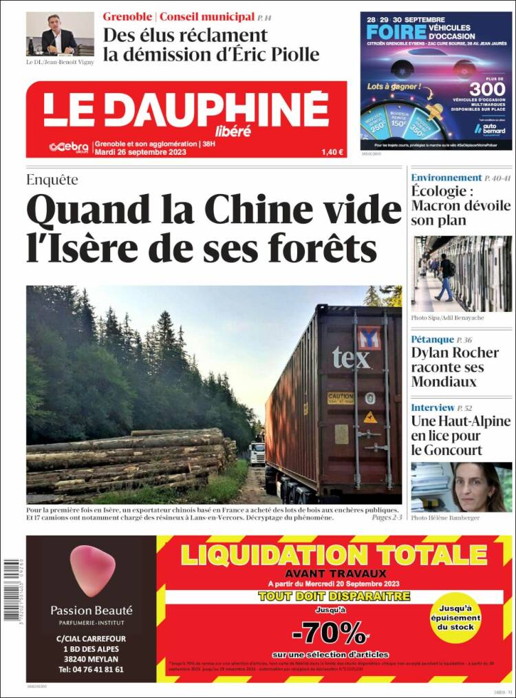 Portada de Le Dauphiné Libéré (Francia)