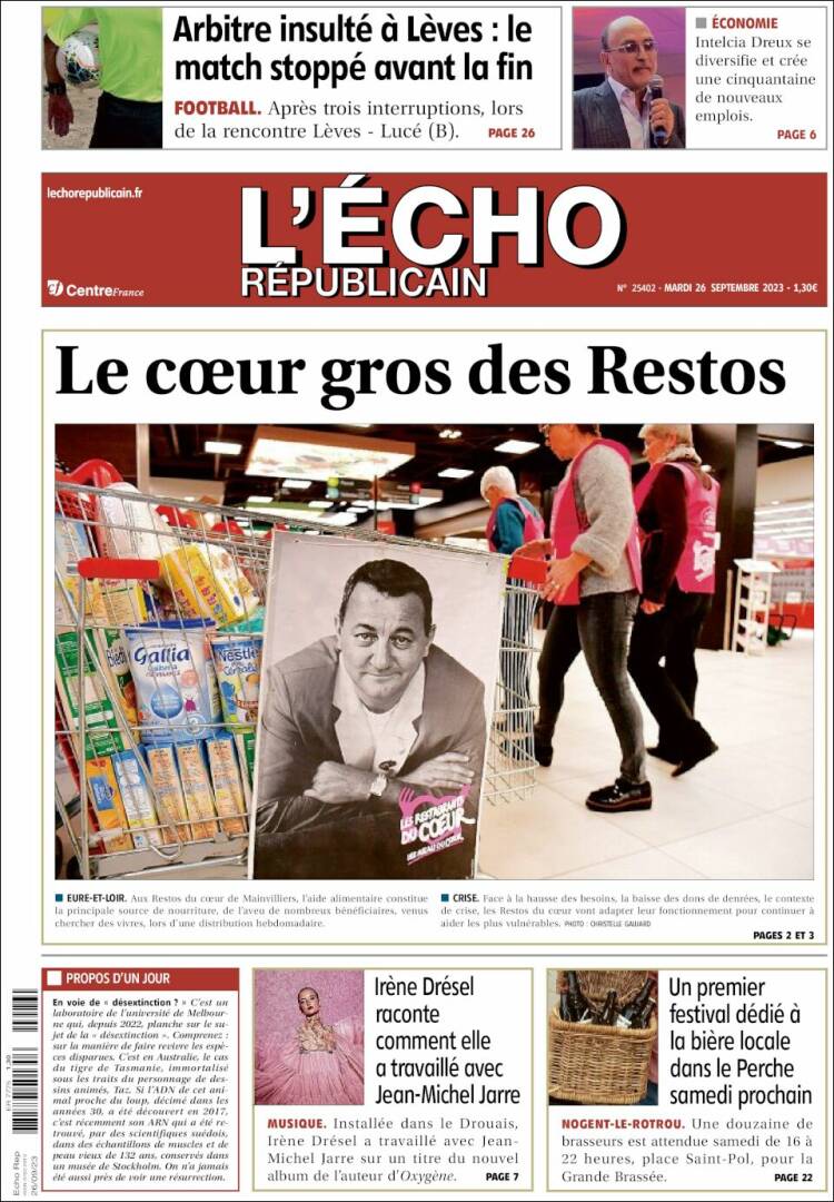 Portada de L'Echo Républicain (Francia)