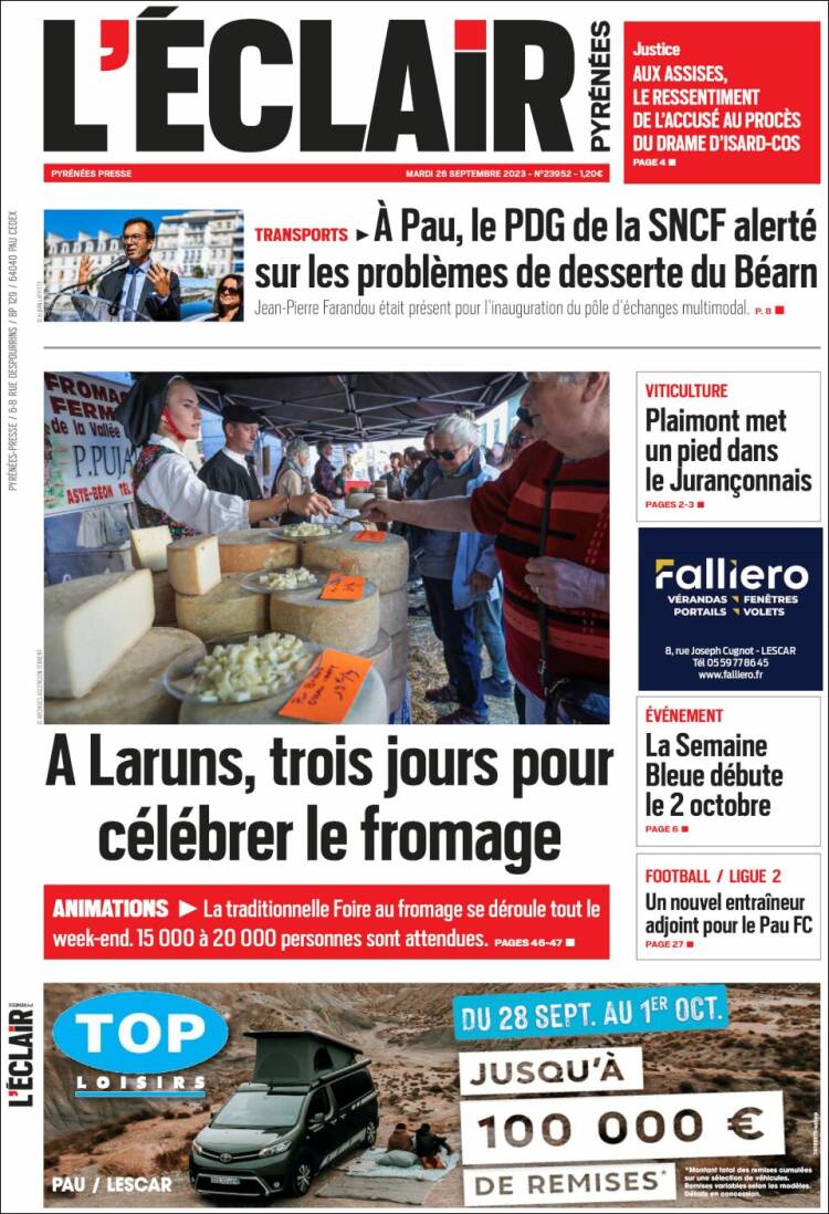 Portada de L'Eclair des Pyrénées (Francia)