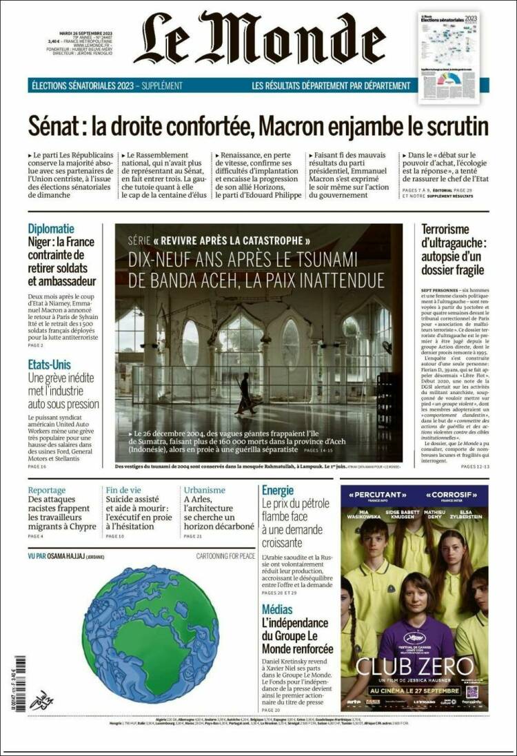 Portada de Le Monde (Francia)