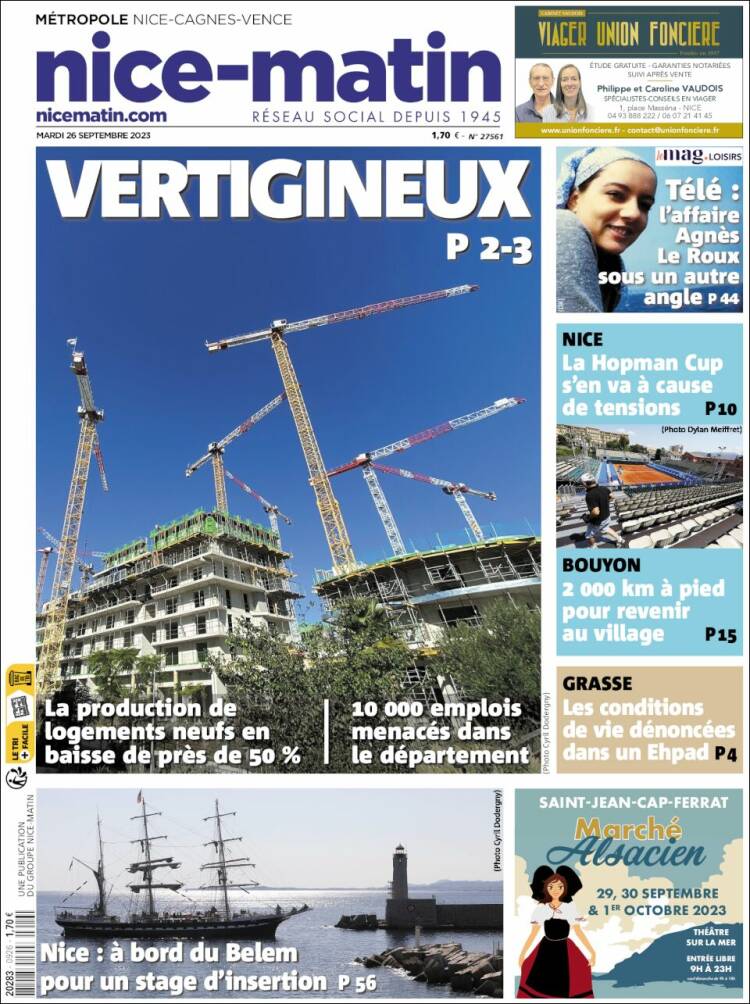 Portada de Nice-Matin (Francia)
