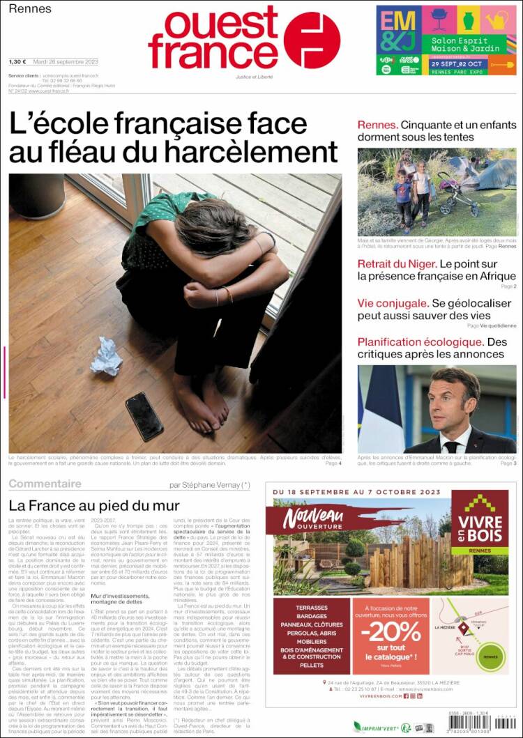 Portada de Ouest France (Francia)