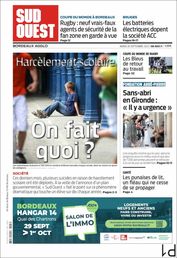 Portada de Sud Ouest (Francia)