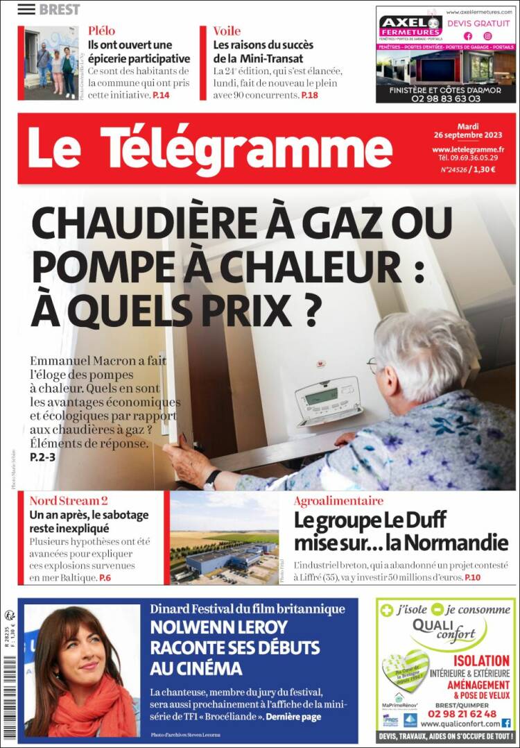 Portada de Télégramme (Francia)