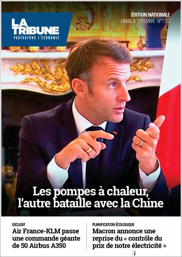 Portada de La Tribune (Francia)