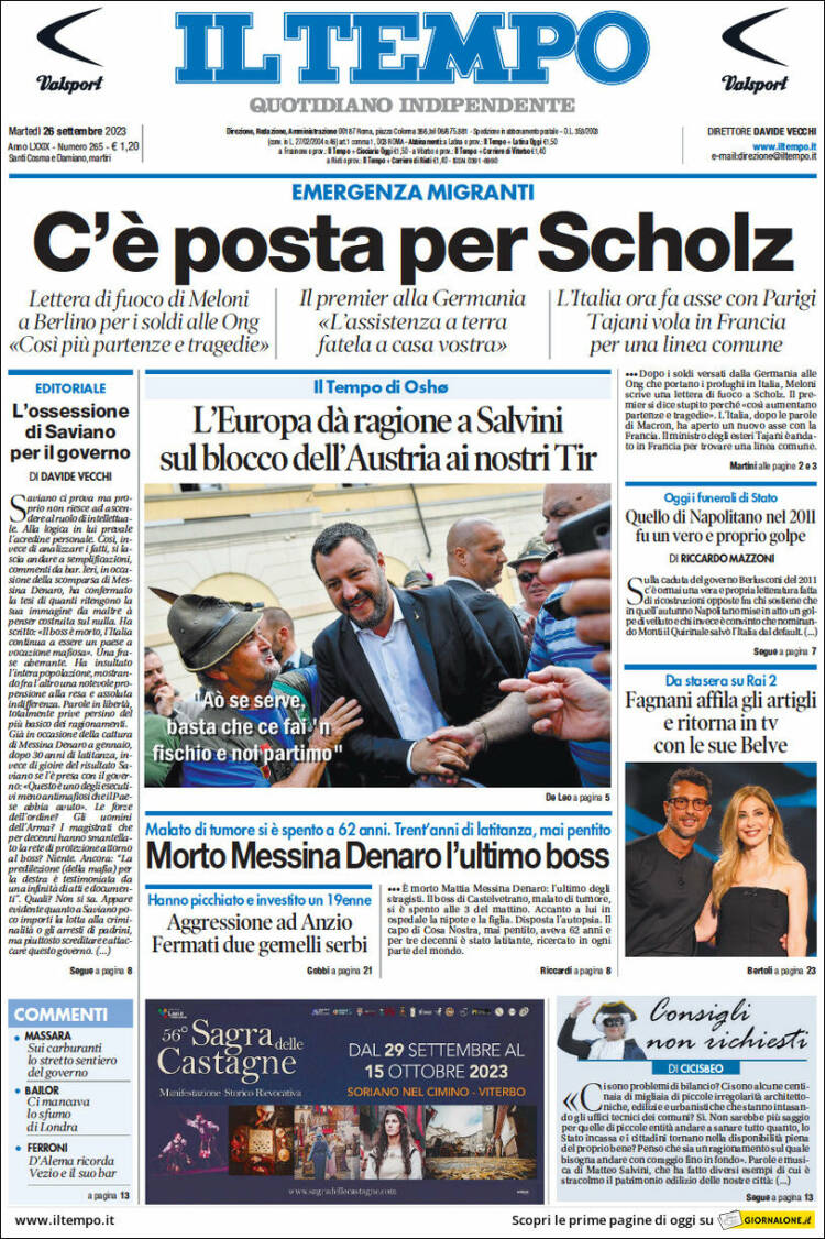 Portada de Il Tempo (Italy)