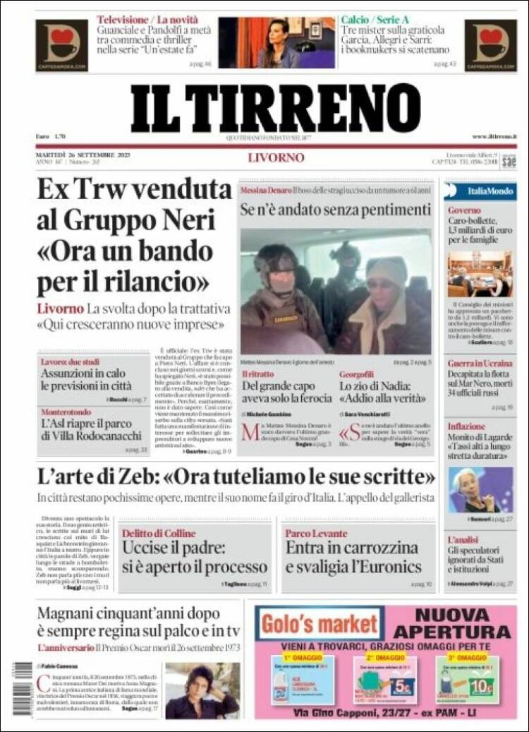 Portada de Il Tirreno (Italy)