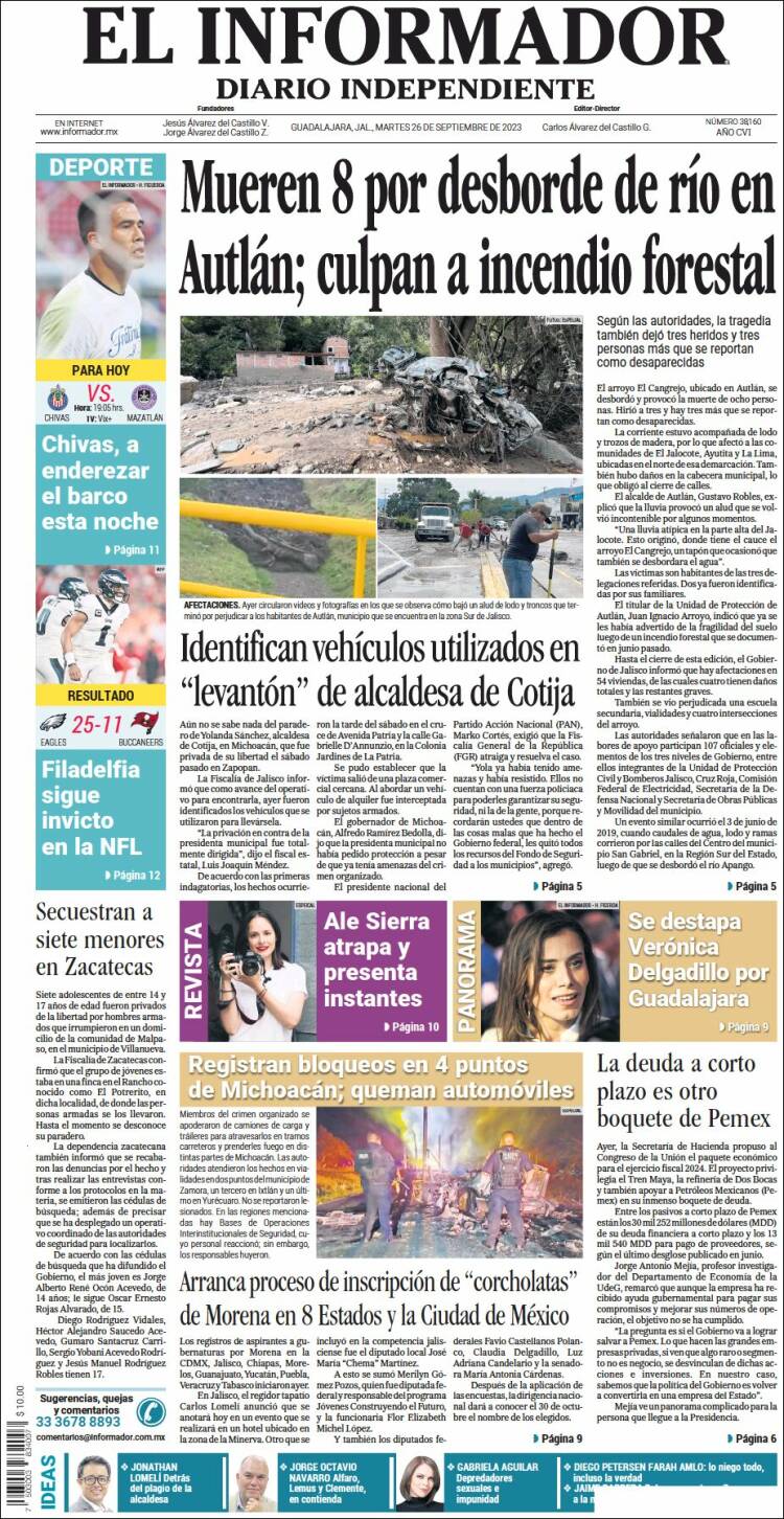 Portada de El Informador (M&eacute;xico)