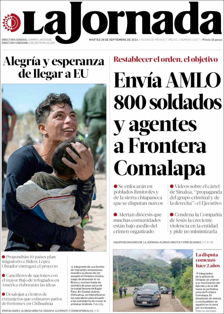 Portada de La Jornada (M&eacute;xico)