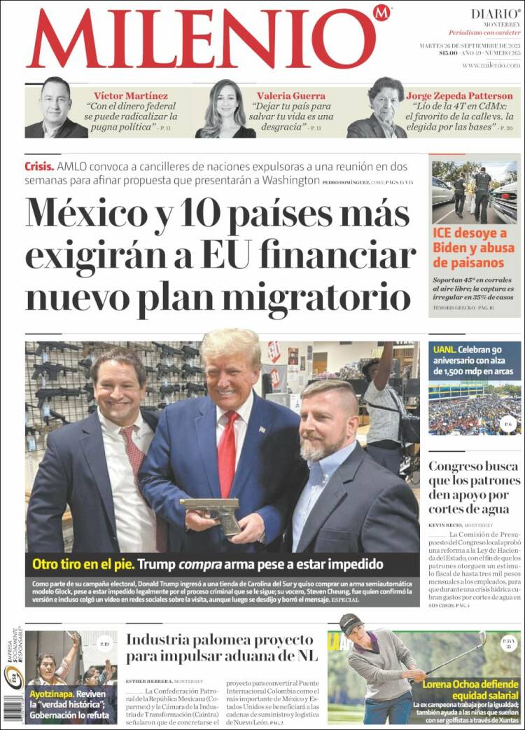 Portada de Milenio de Monterrey (M&eacute;xico)