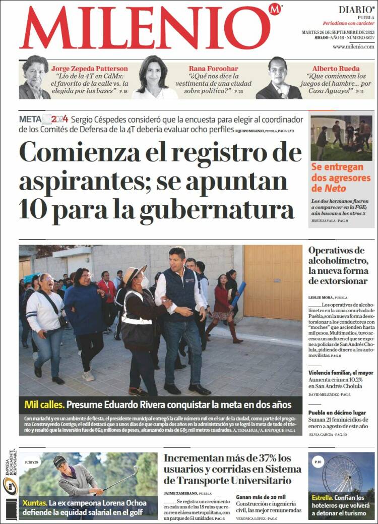 Portada de Milenio de Puebla (M&eacute;xico)