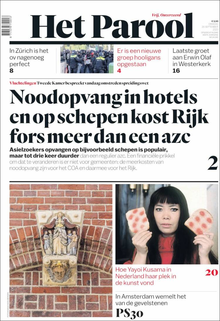 Portada de Het Parool (Pa&iacute;ses Bajos)