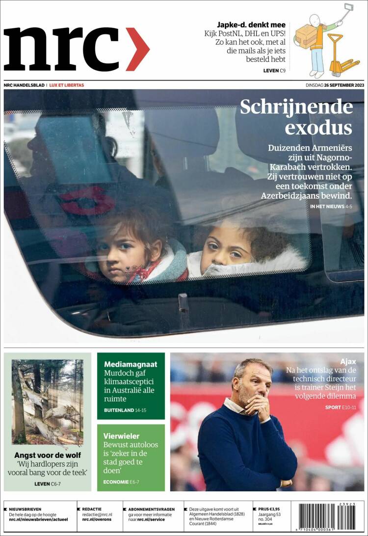 Portada de NRC Handelsblad (Pa&iacute;ses Bajos)