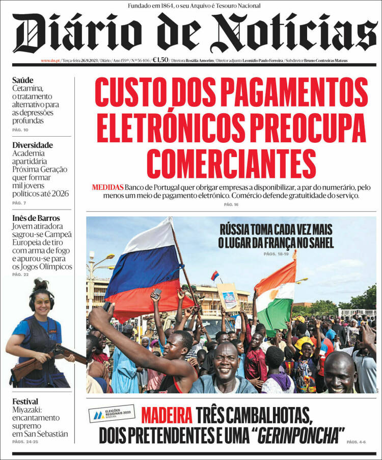 Portada de Diário de Noticias (Portugal)
