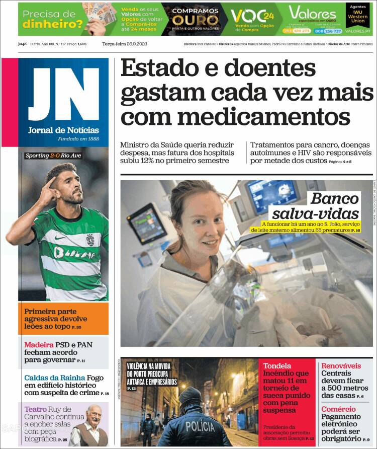 Portada de Jornal de Notícias (Portugal)