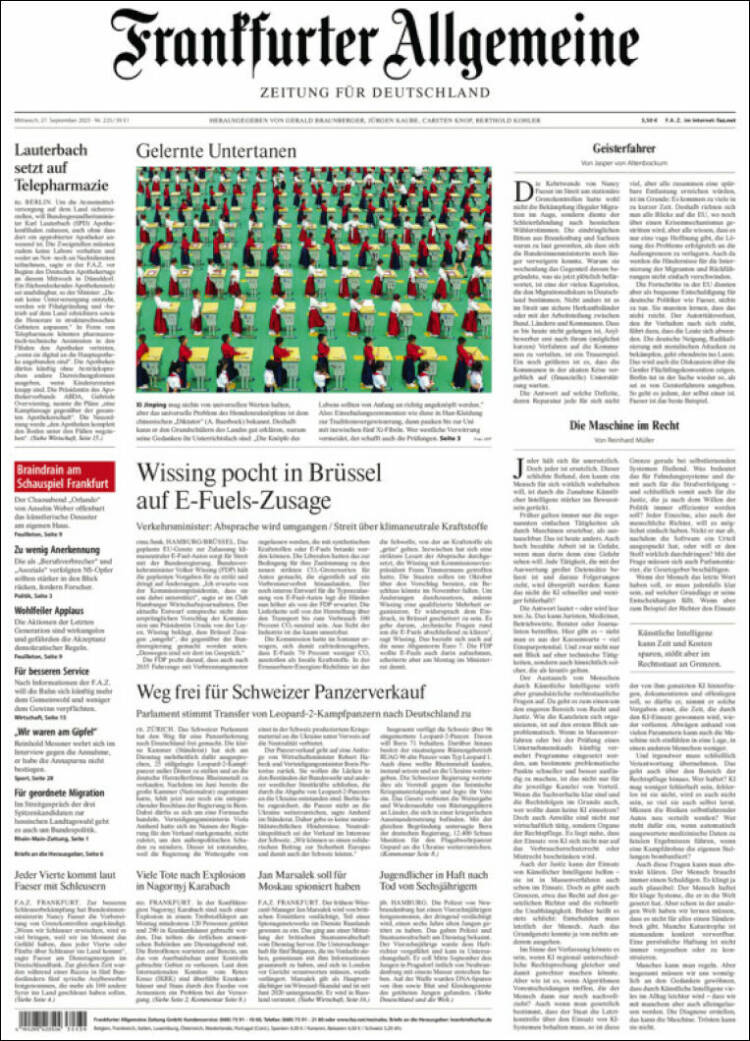 Portada de Frankfurter Allgemeine (Alemania)