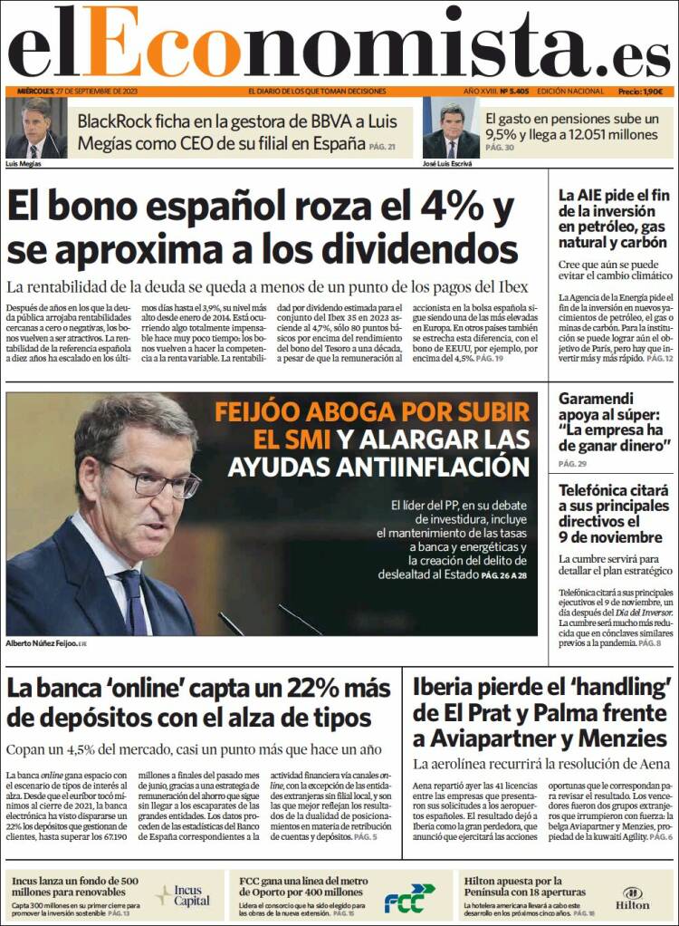 Portada de El Economista (Espa&ntilde;a)