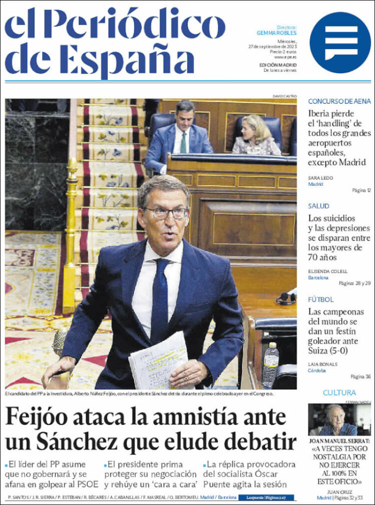Portada de El Periódico de España (Espa&ntilde;a)