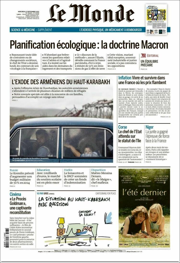 Portada de Le Monde (Francia)
