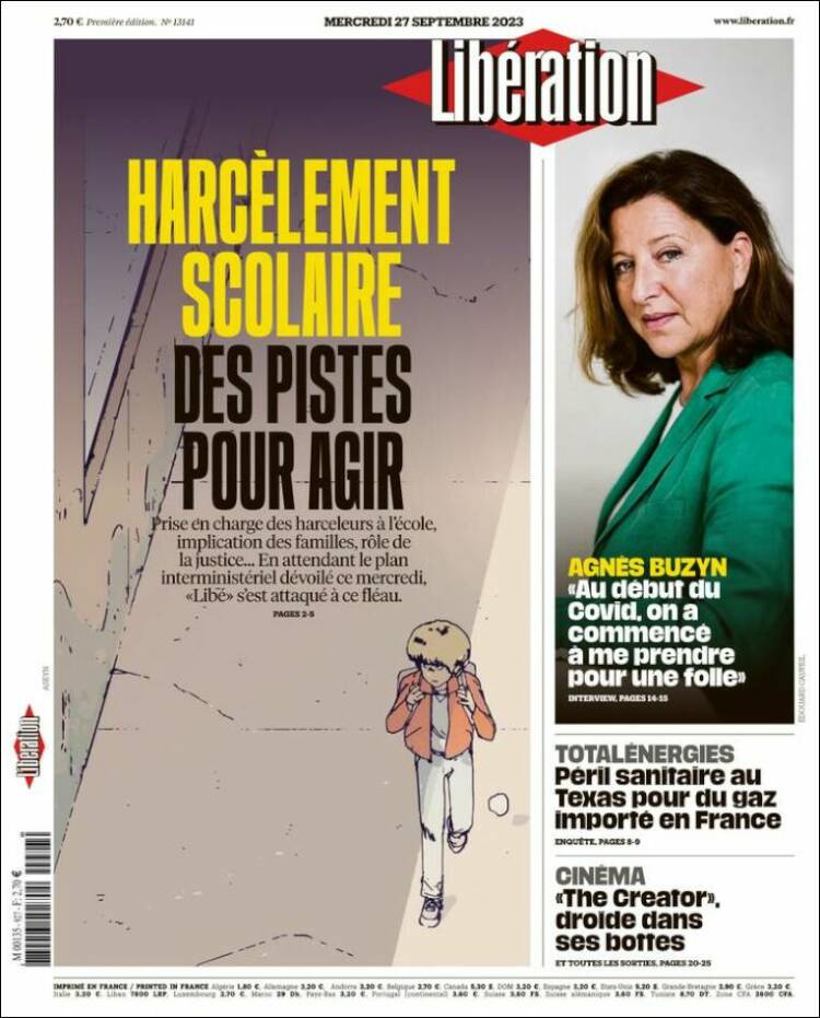 Portada de Libération (Francia)