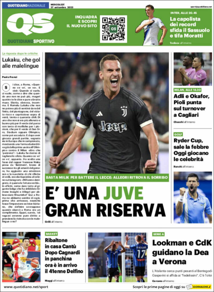 Portada de Quotidiano Sportivo (Italia)