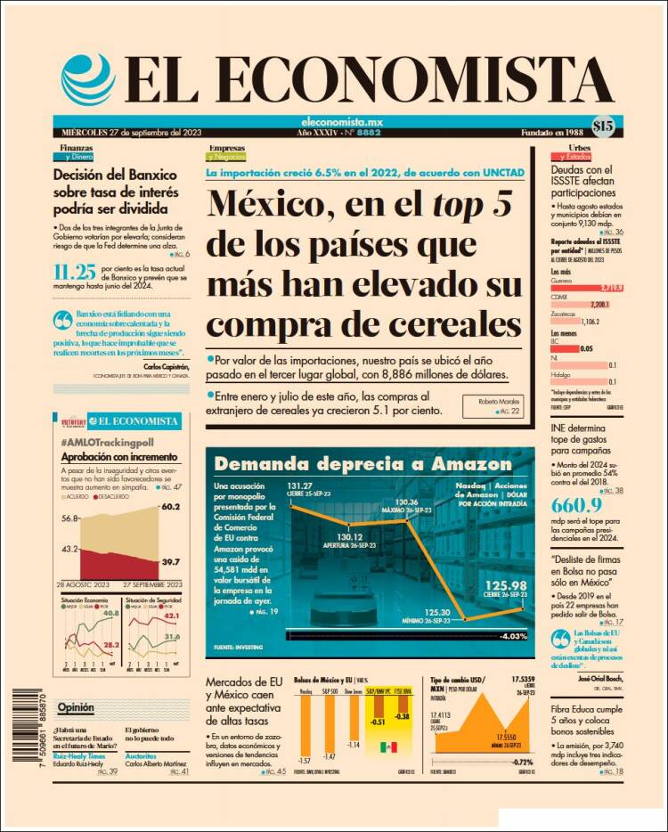 Portada de El Economista (Mexique)