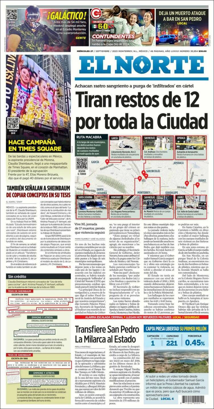 Portada de El Norte (Mexique)