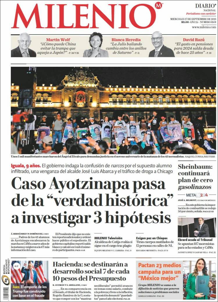 Portada de Milenio (Mexique)