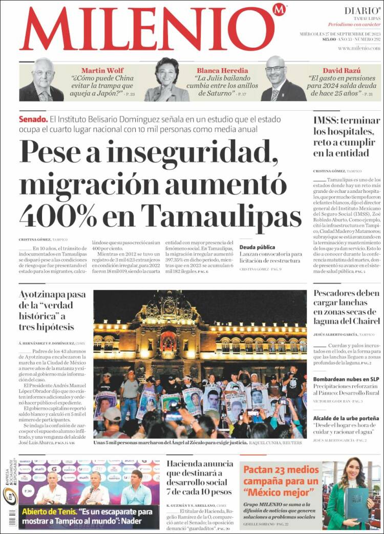 Portada de Milenio - Tamaulipas (Mexique)