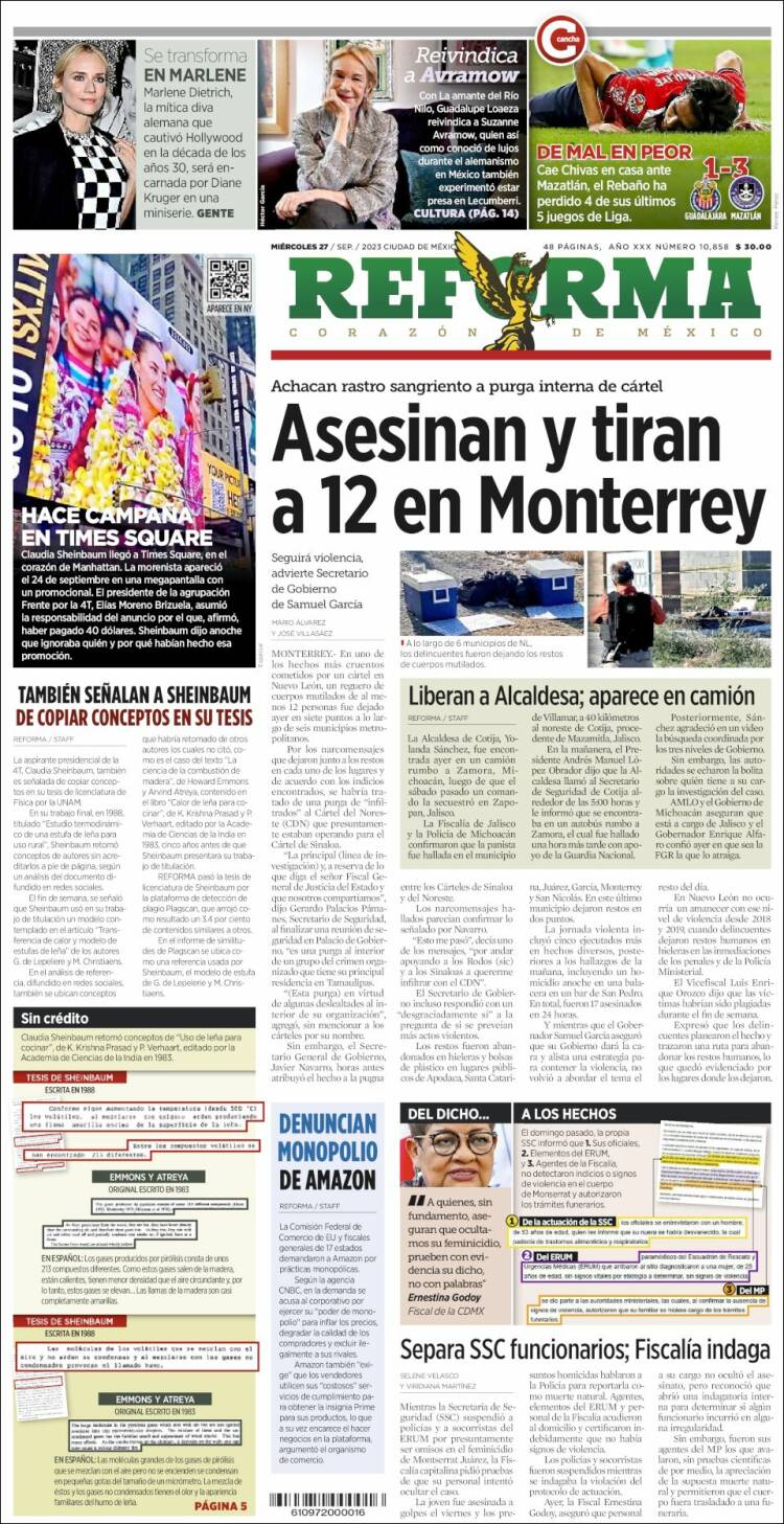 Portada de Reforma (Mexique)