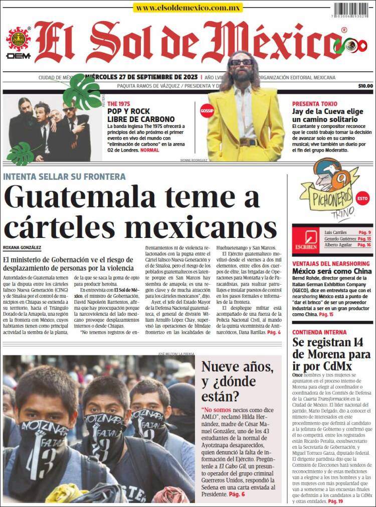 Portada de El Sol de México (Mexique)