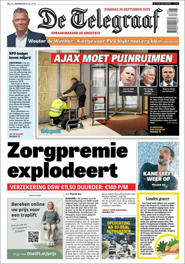 Newspaper De Telegraaf (Netherlands). Newspapers In Netherlands. Today ...