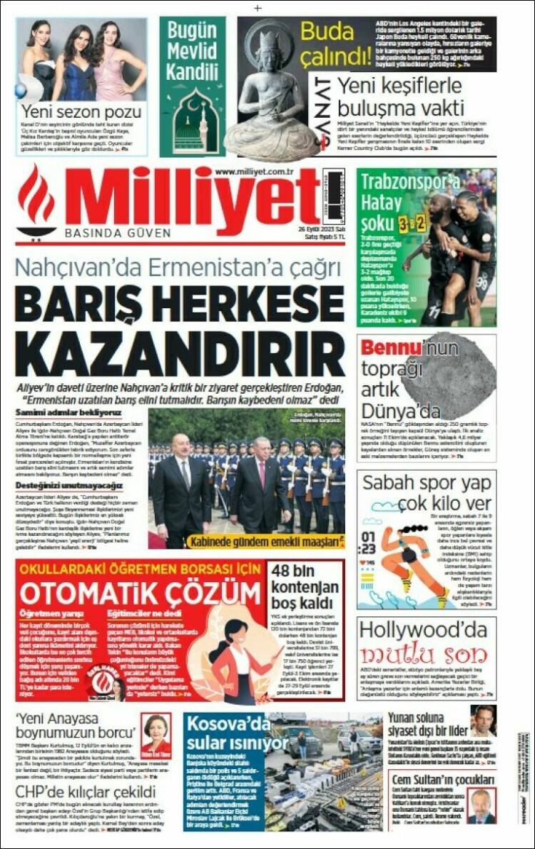 Portada de Milliyet (Turqu&iacute;a)