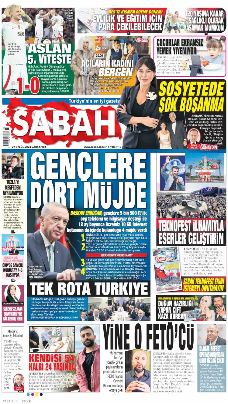 Portada de Sabah (Turqu&iacute;a)