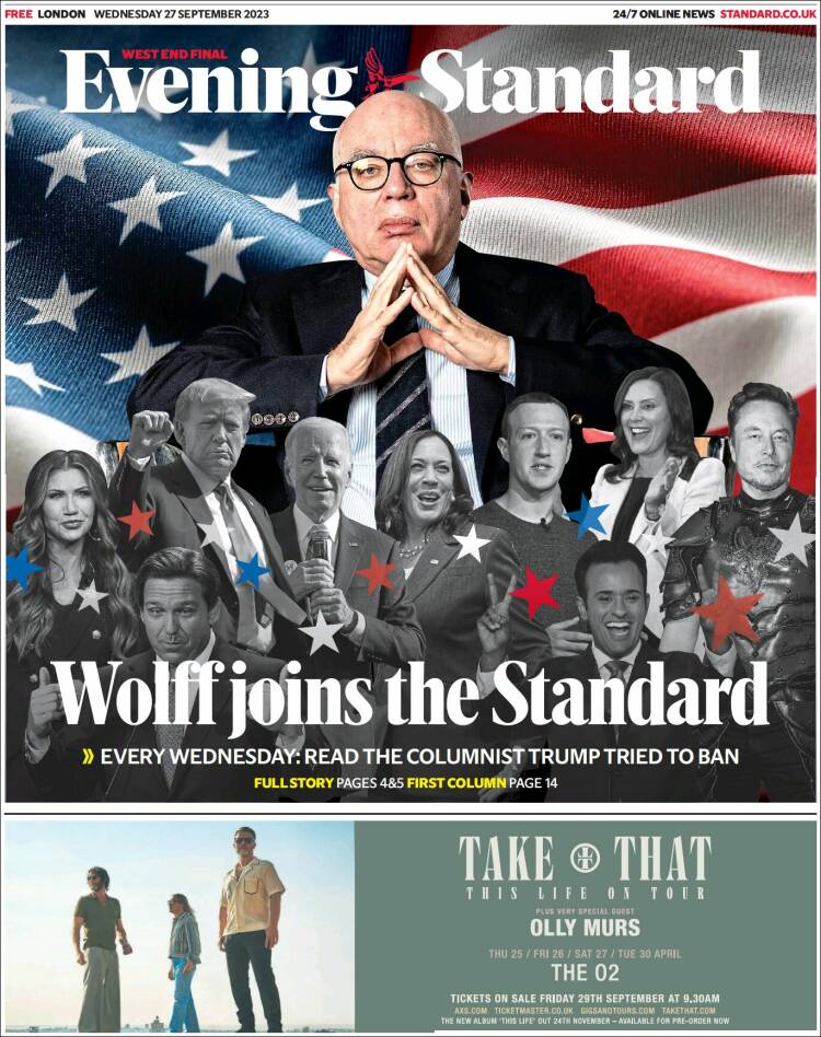 Portada de Evening Standard (Reino Unido)