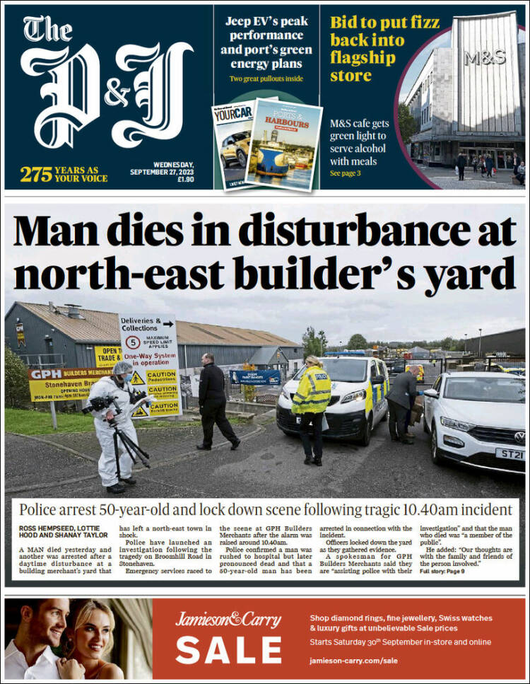 Portada de The Press and Journal (Reino Unido)