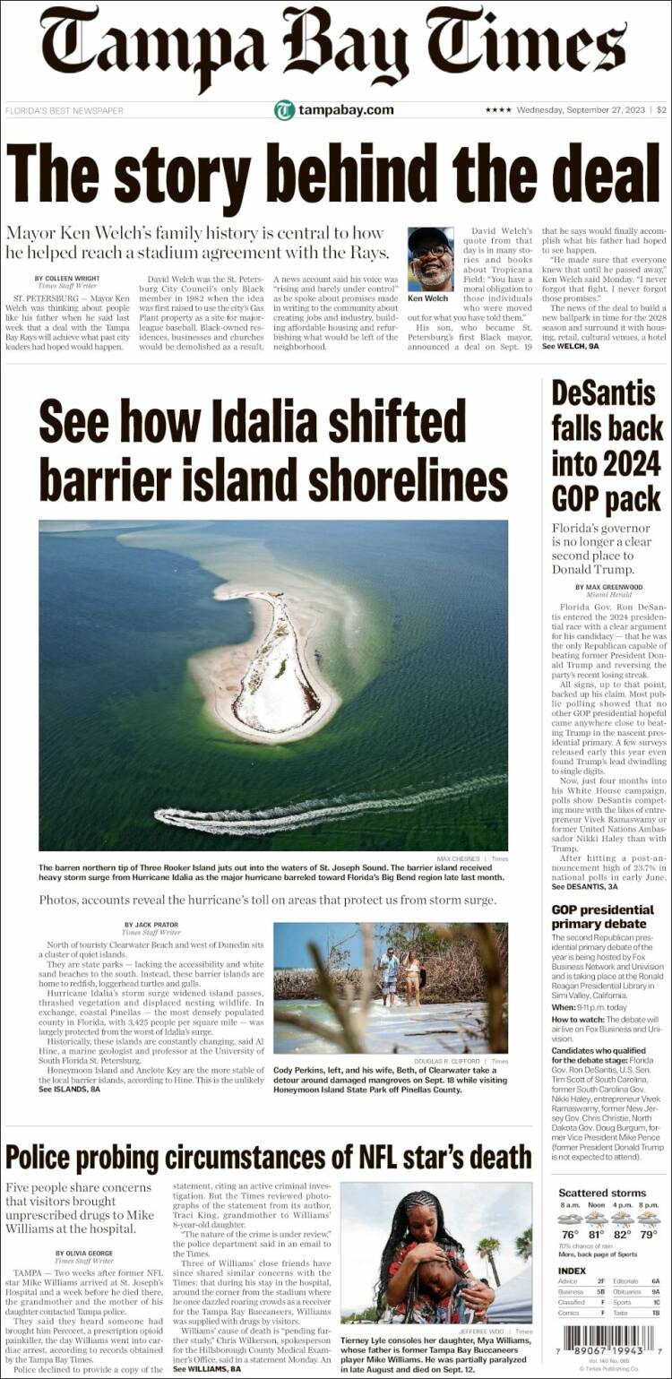 Portada de Tampa Bay Times (États-Unis)