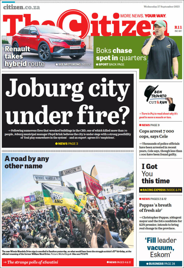 Portada de The Citizen (Sud&aacute;frica)