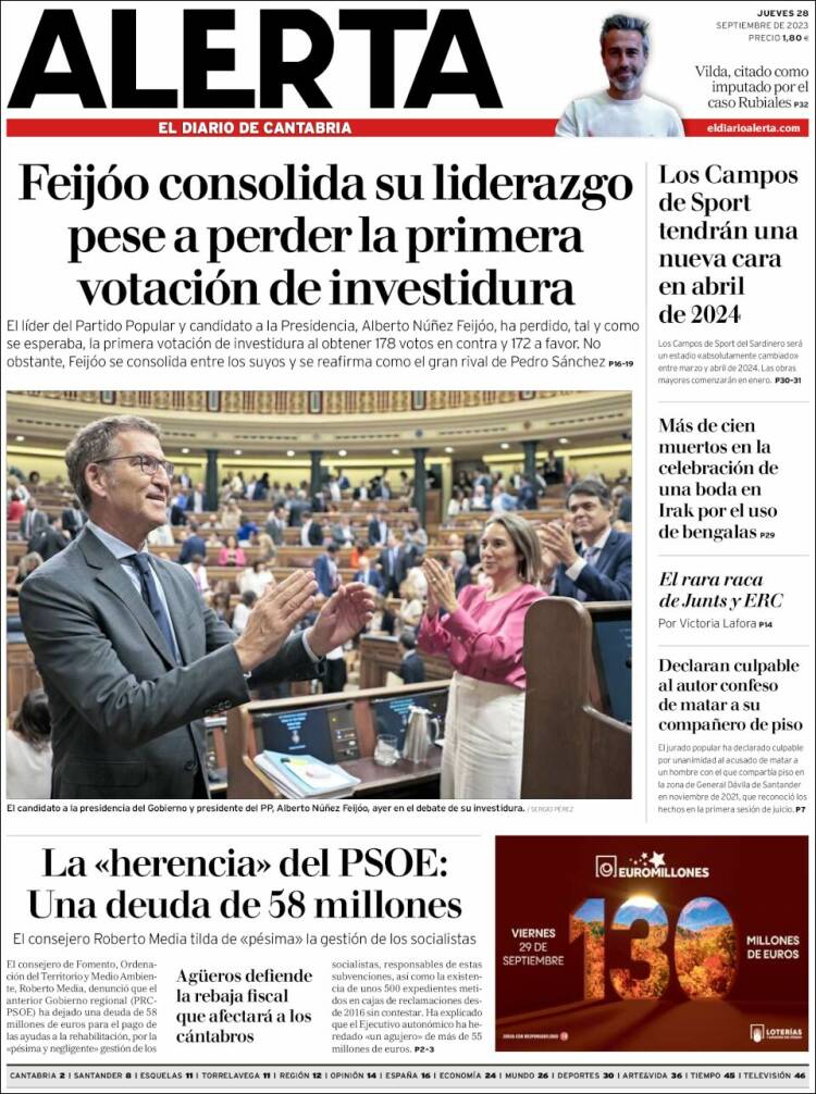 Portada de Alerta - El Diario de Cantabria (España)