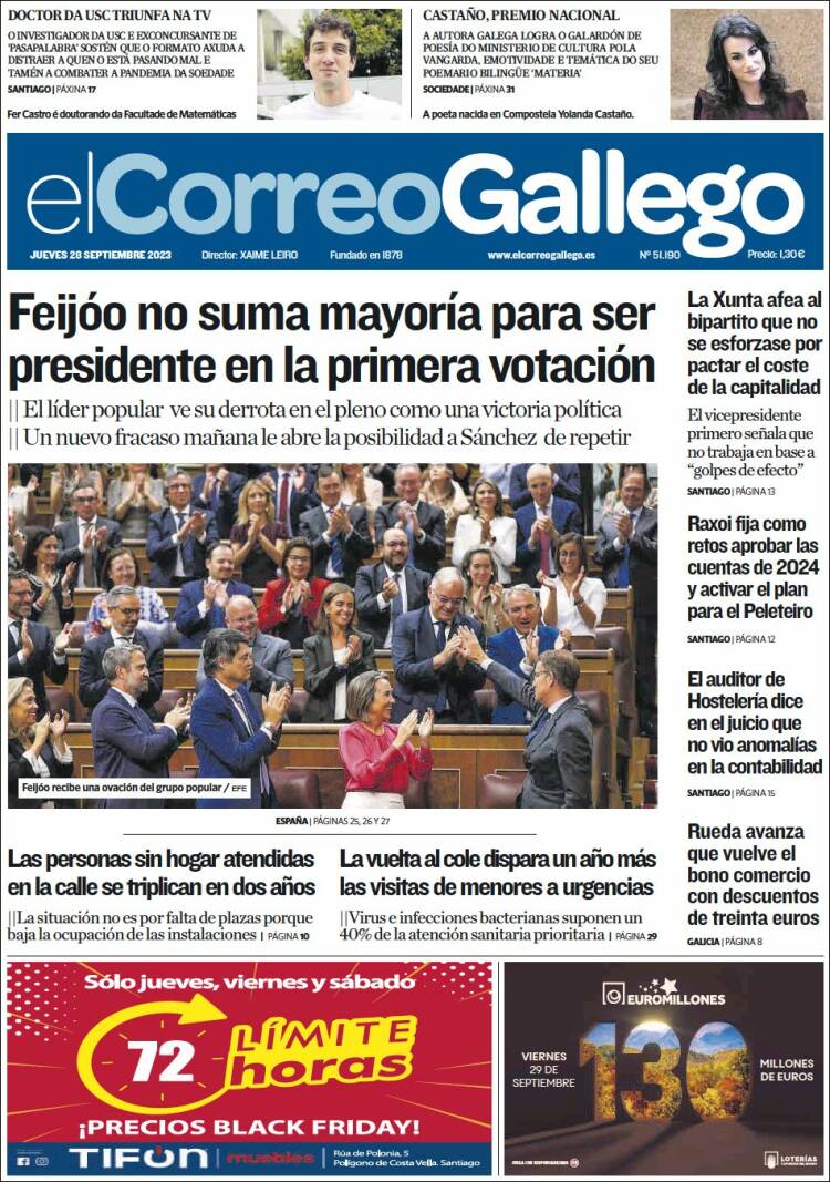 Portada de El Correo Gallego (España)