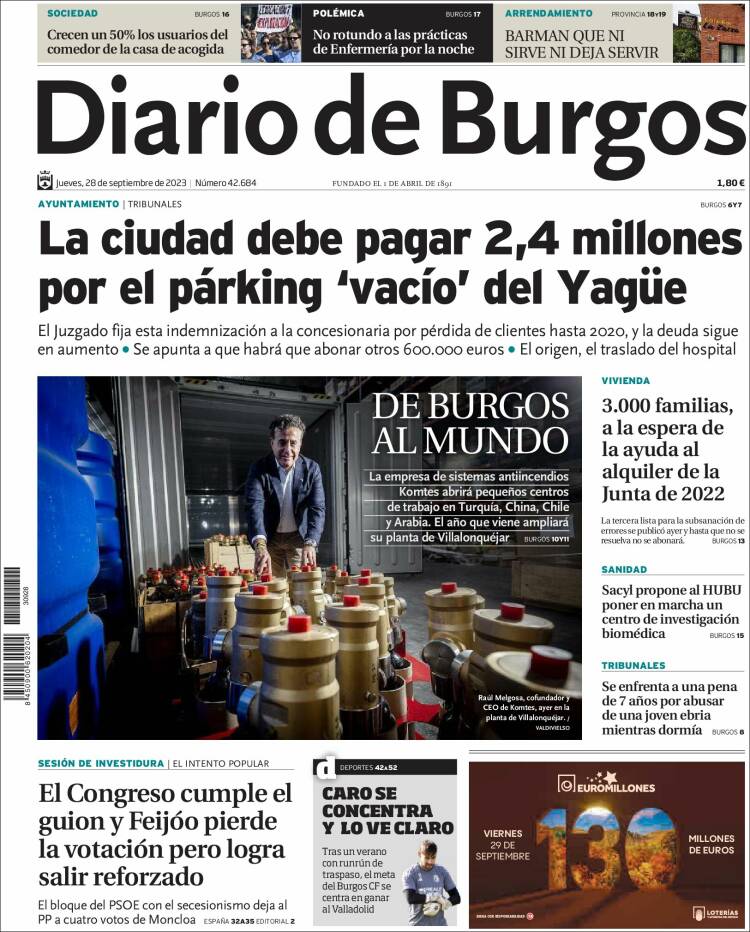 Portada de Diario de Burgos (España)