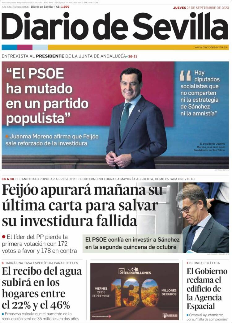 Portada de Diario de Sevilla (España)