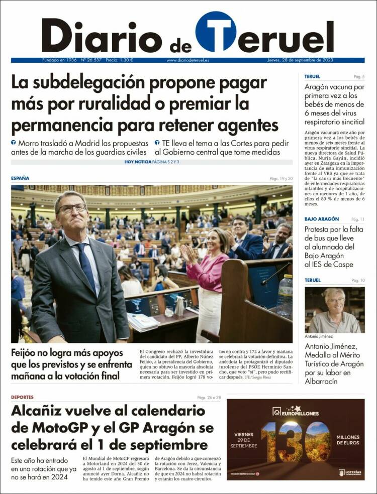 Portada de Diario de Teruel (España)