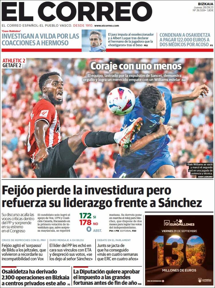 Portada de El Correo (España)