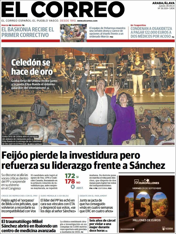 Portada de El Correo - Álava (España)