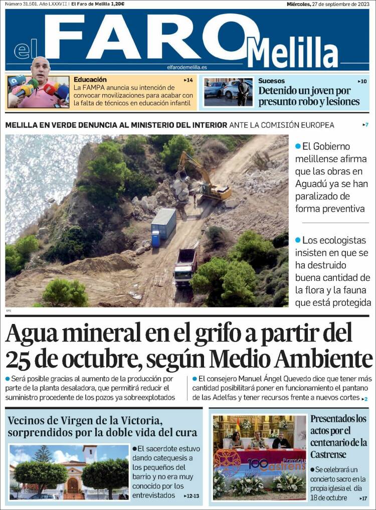 Portada de El Faro de Melilla (España)