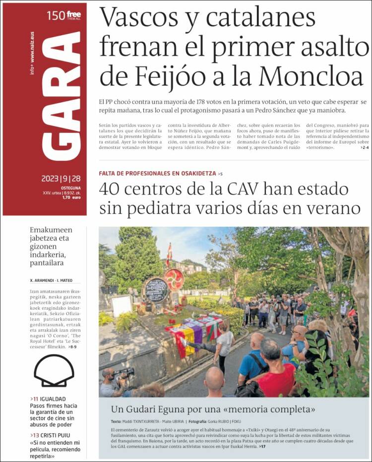 Portada de Gara (España)