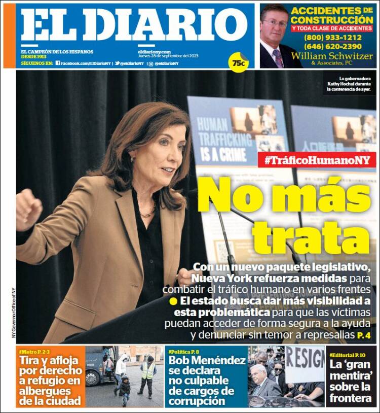 Portada de El Diario NY (USA)